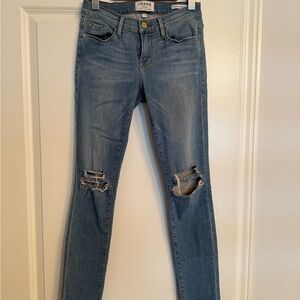 Frame Denim Women's Blue Distressed Skinny Jeans